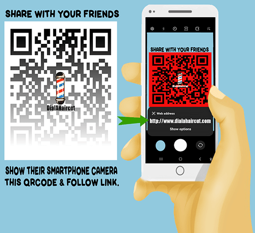Share with your friends Scan this QRCode to visit www.DialaHaircut.com